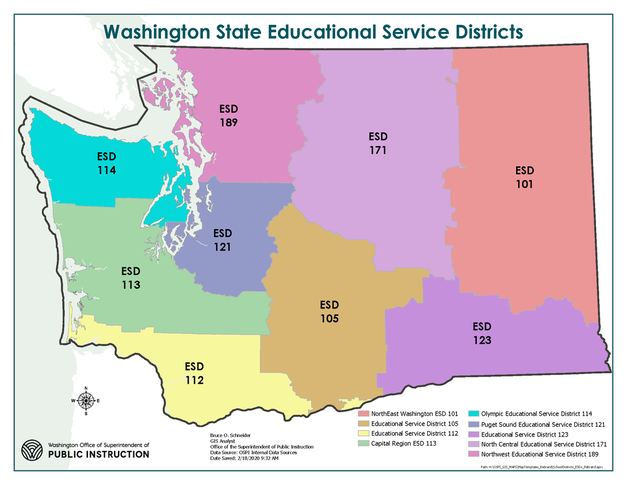 Map of WA State ESDs